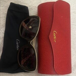 Chic Tan/Cream and Black Vintage Cartier sunglasses. Barely worn, like new.